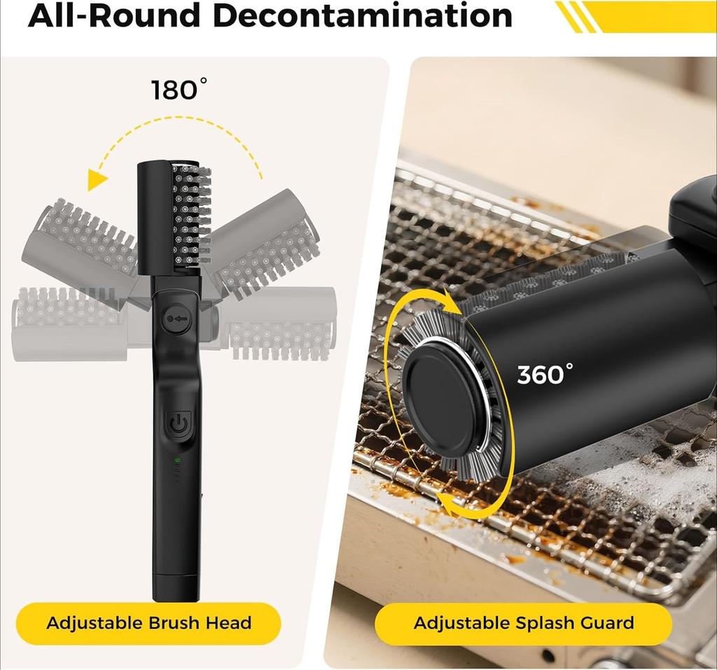Electric Rotary Grill Brush Wireless Stainless Steel BBQ Cleaner Brush 3-Speed Power Control for Outdoor Gril BBQ Accessoires