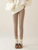 Autumn Winter Rabbit Fleece Sharkskin Leggings Women Casual Basic Thicken Warm Leggings Brown Fleece Lined Tights