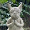 Meditation Hund Yoga Pose Harz Hund Statue Garten Dekoration Bulldog Skulptur Wasserdicht Beständig