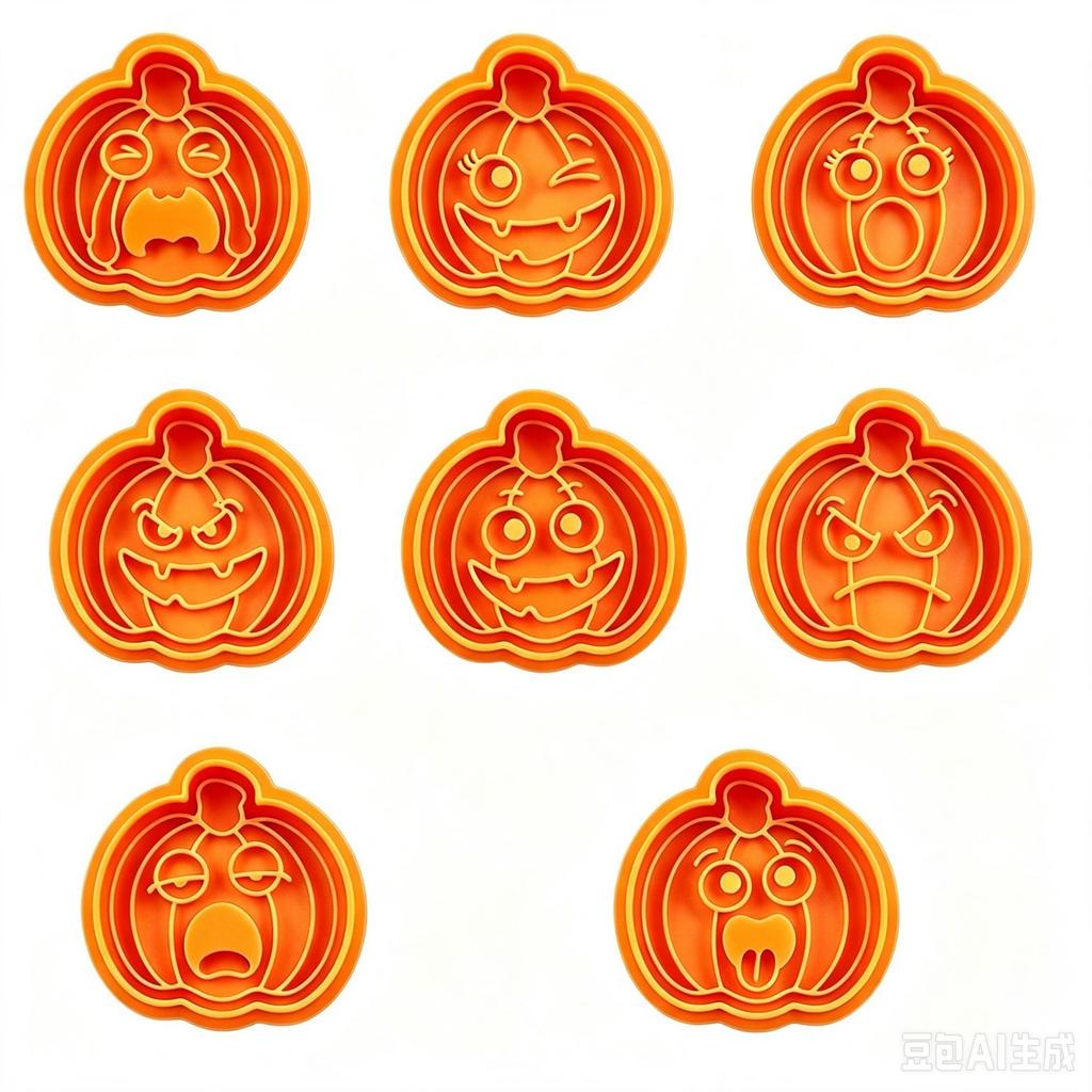 Halloween Pumpkin Face Cookie Cutters Press‑Type Baking Molds Cartoon Expression Stamp Mould for Fondant Pastry DIY Baking Party Decoration