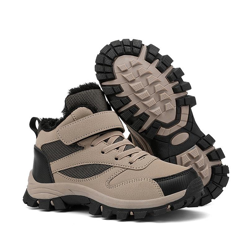 Boys' Waterproof Leather Hiking Shoes - Non-slip, Wear-resistant, Autumn/Winter Outdoor Running Shoes for Kids