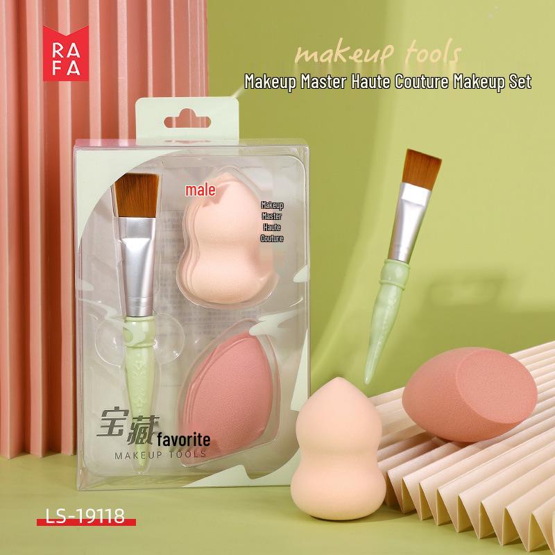 

Lafa Beauty Sponge & Flat Head Foundation Brush Set - Non-Latex, Super Soft (LS-19118)
