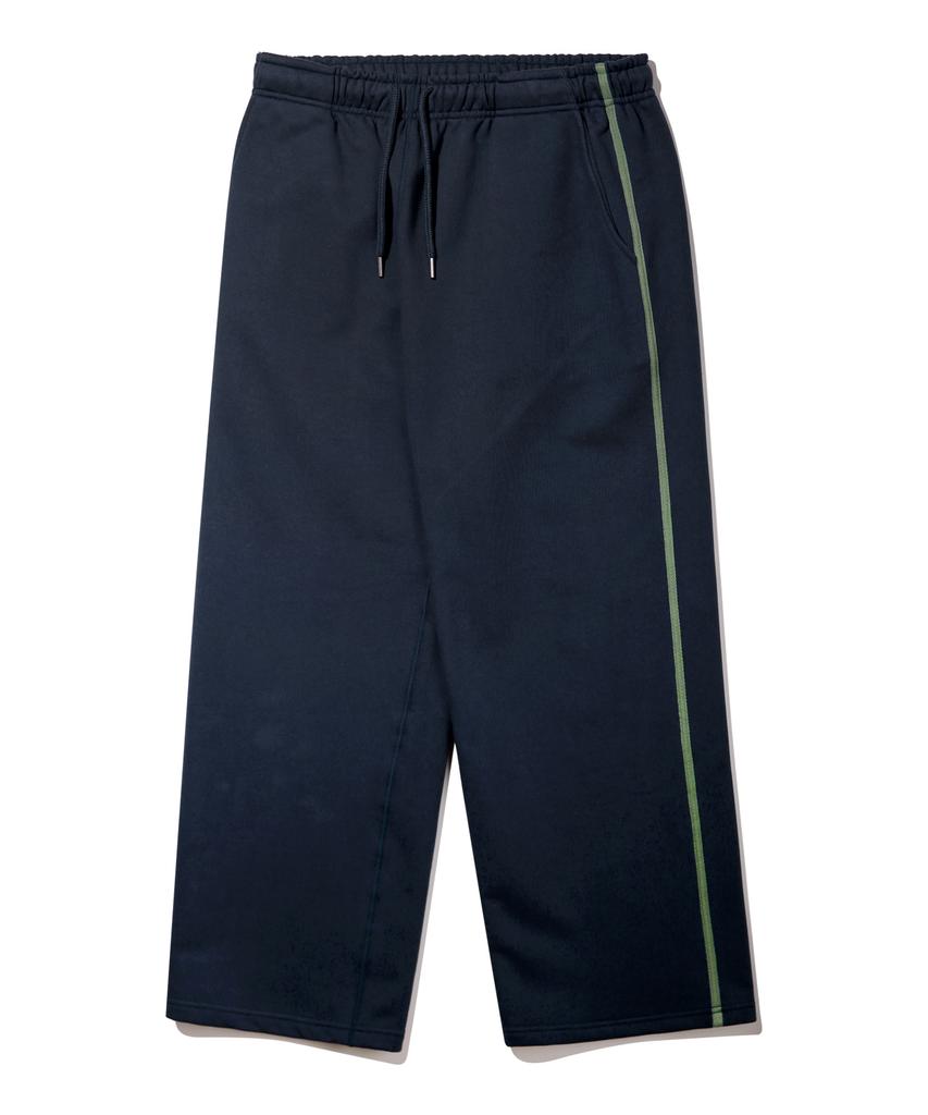 BAKKEN Side Point Color Match Semi-Wide Sweatpants Bk9986_Navy