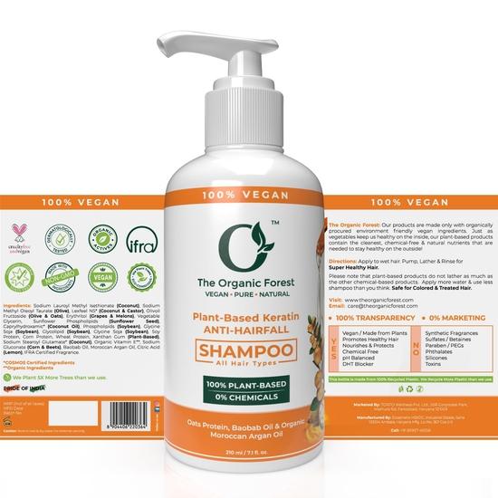 Shampooing Kératine Végétale Anti-Chute - Sans Sulfates, Bio, Shampooing Épaississant pour Femmes & Hommes, Hydratant & Humidifiant - Idéal pour la Chute de Cheveux