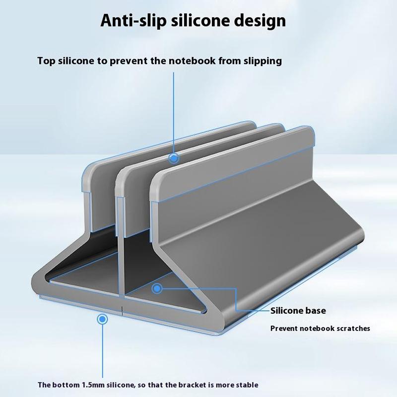 C402 Aluminum Alloy Laptop Tablet Stand Dual Slot Vertical Desktop Holder Organizer Base