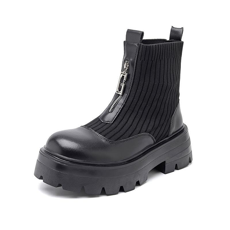 

Интернет знаменитости Martin сапоги мужские 2025 новые маленькие на толстой подошве короткие модные носки сапоги прилив 8355-R 38 чёрный