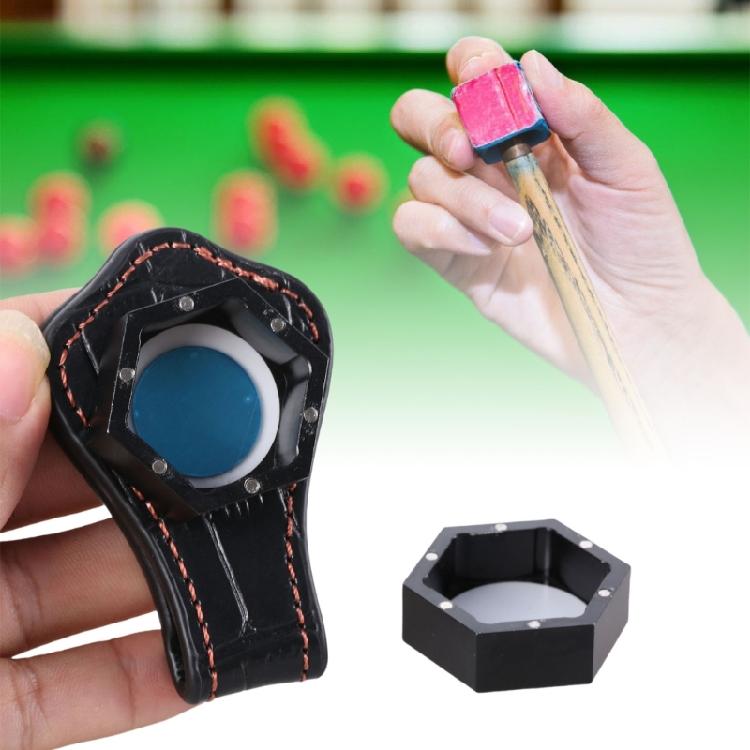 Hexagon Billiard Snooker Pool Cue Chalk Holder With Belt Clip Portable Leather Magnetic Pocket Billiard Chalk Holder