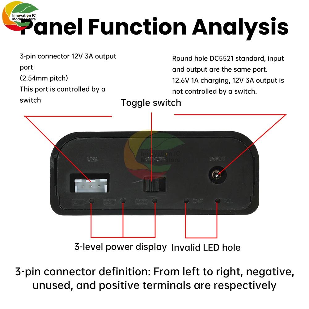 3*18650 Power Bank Case 12V Portable battery Storage Case Detachable 3P Connector with Battery Level Indicator