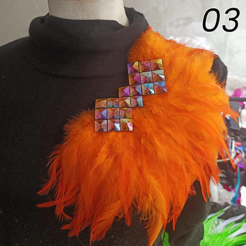 Bright Shining Gothic Women Natural Feather Epaulet Shrug Shoulder Strap for Halloween Carnival Costume Clothing Accessory