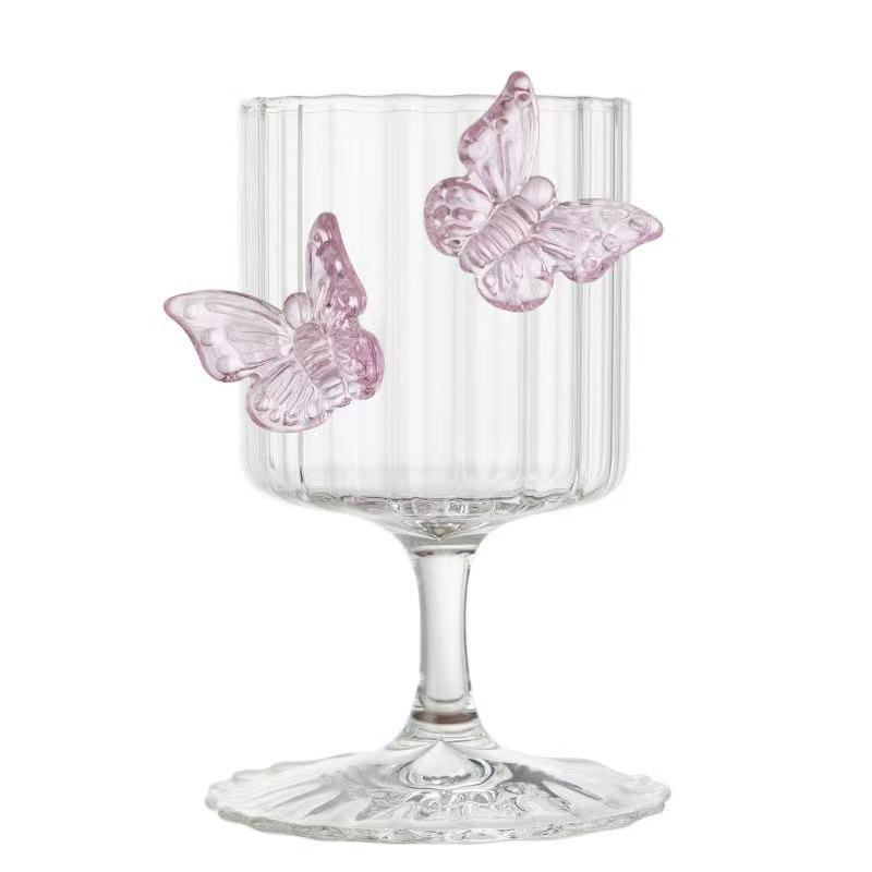 Fjärilscocktailglas Glas Vattenglas Rödvinspokal Ins-stil Högborosilikatglas Saftglas Värmetålig