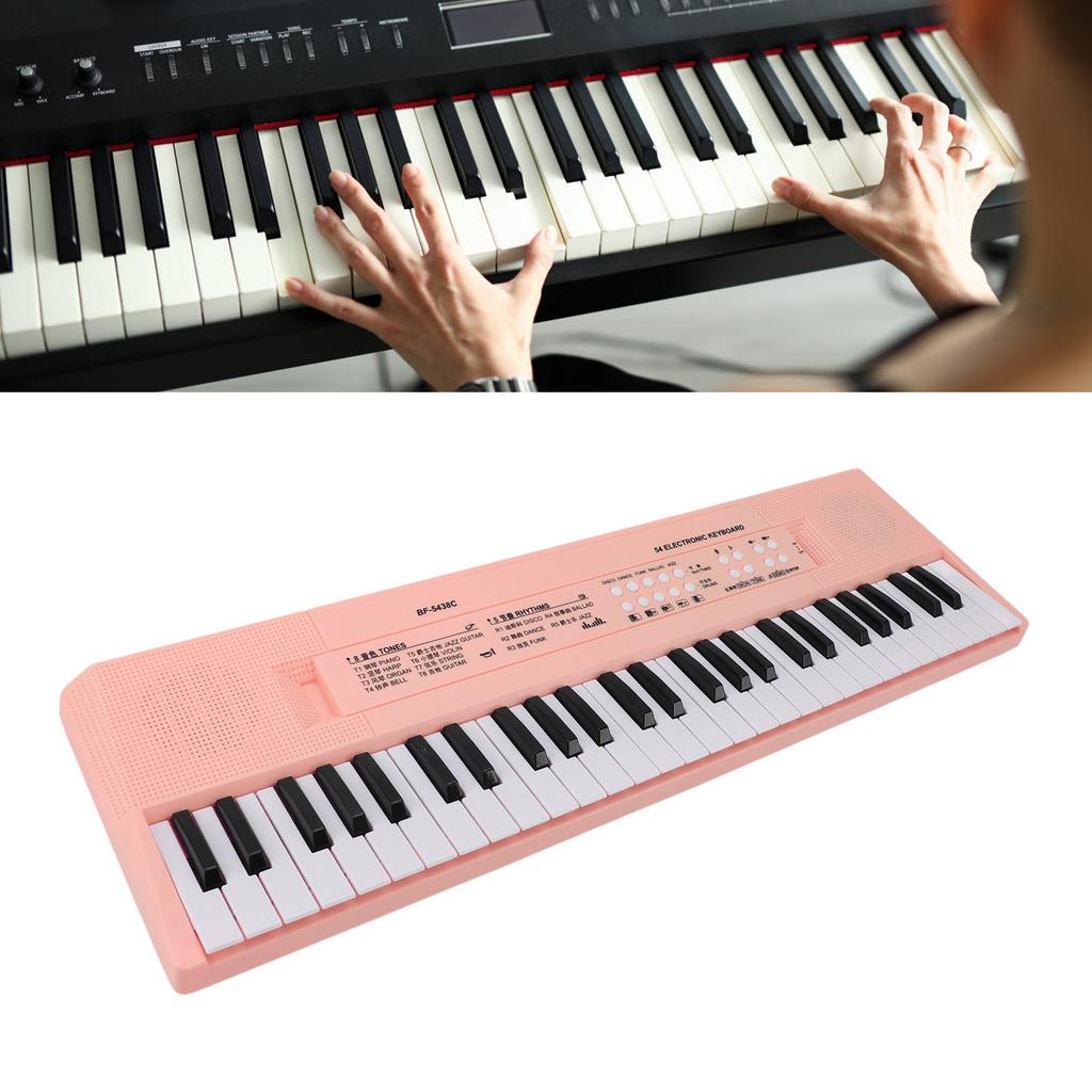 54 Key Keyboard Piano Smoothly Plastic Keyboard Piano Portable Dual Power Supply System Electric Piano Keyboard with Microphone for Kids