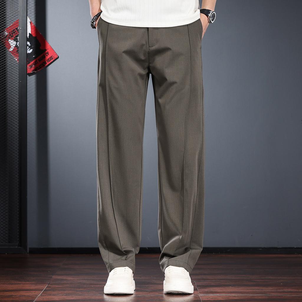 Mid-seam Casual Trousers Men's Summer Thin Loose Straight Trousers Workplace Commuting Wide-leg Drape Business Suit Trousers