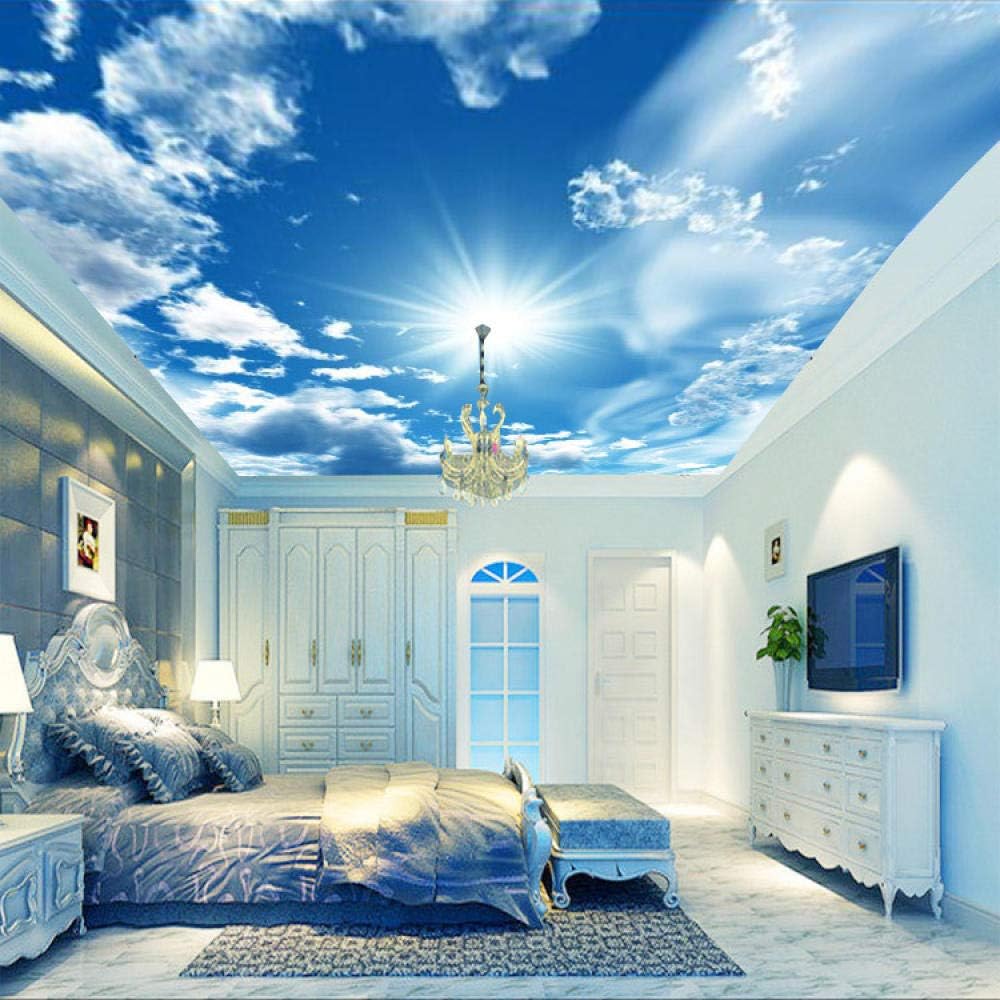 Blue Sky White Cloud Ceiling Wallpaper Living Room Bedroom 3d Sky Wallpaper Ceiling Mural