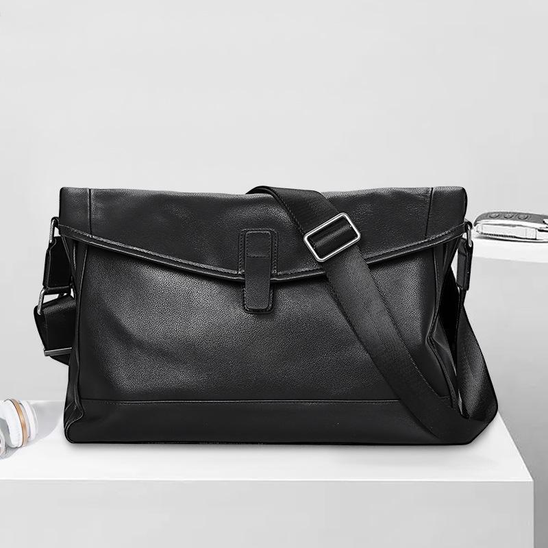 Men's Genuine Leather Casual Shoulder Bag - Large Capacity Soft Cowhide Messenger Backpack