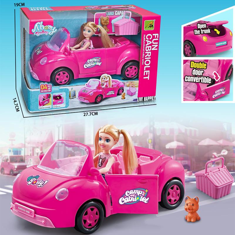 Non-Toxic Doll'S Vehicle Funny Cabriolet Mini Fashion Children'S Doll With Pet Dog Travel Dreamcar Playset Playhouse No Electricty Function
