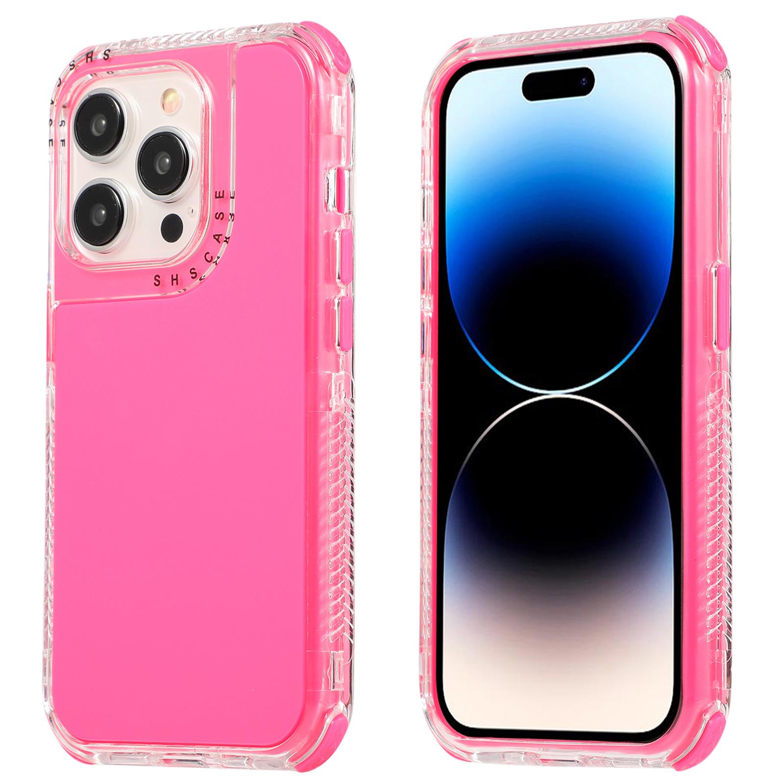 

For iPhone 16 Pro Case 3-in-1 Drop-Proof PC+TPU Phone Cover Rose