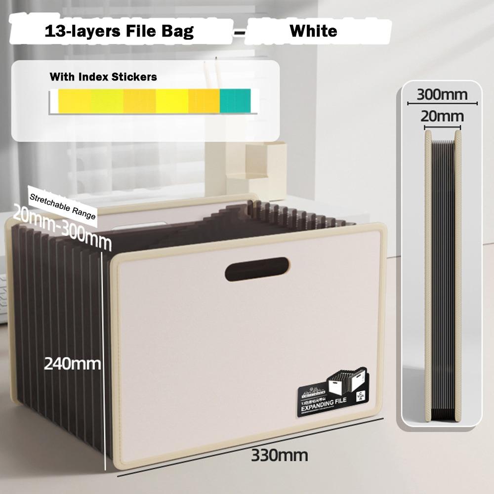 Expandable A4 File Folder 13 Layers File Bag Simple Test Paper Storage Bag  Students