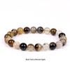 She Yao Natürlicher Kristallachat Tigerauge Armband - Modeschmuck mit einzelnen runden Perlen