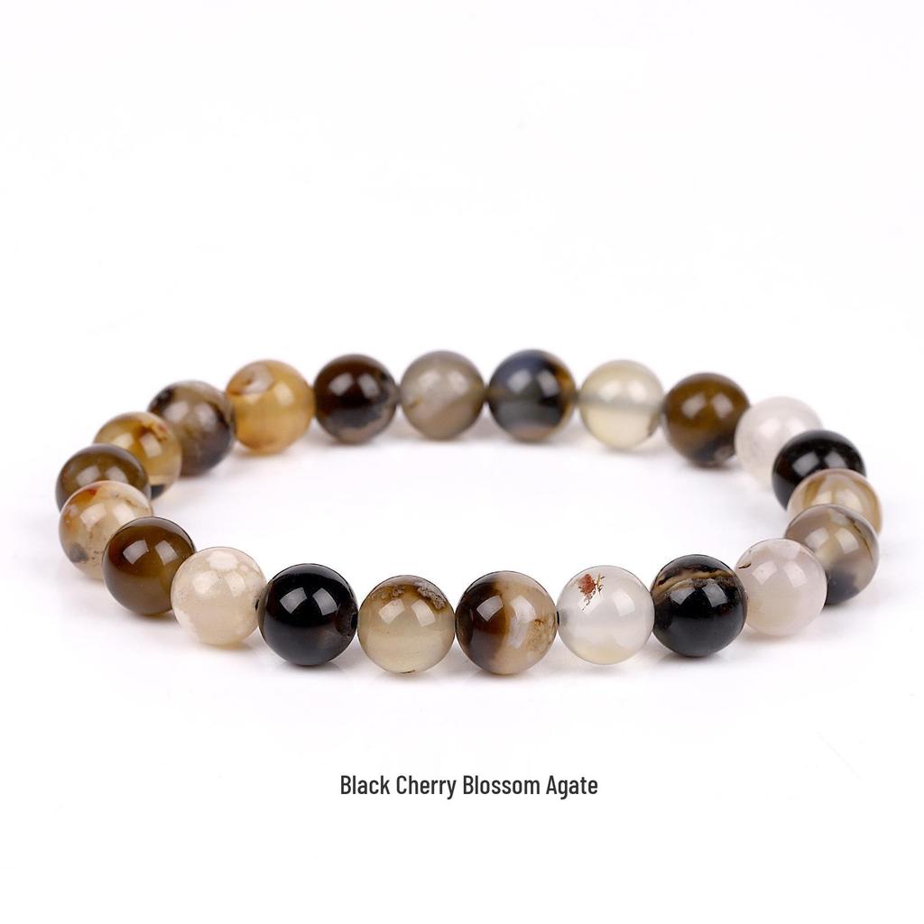 She Yao Natürlicher Kristallachat Tigerauge Armband - Modeschmuck mit einzelnen runden Perlen