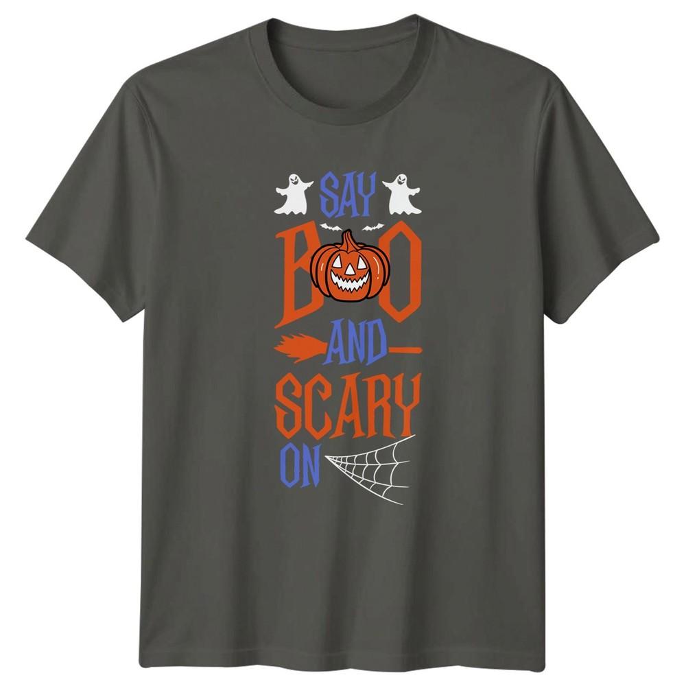 Say Boo And Scary On TShirt Ghost Pumpkin Halloween Gift For Him And Her S