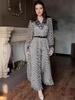 2025 European-American Summer Print Slim Waist Belted Shirt Dress for Women