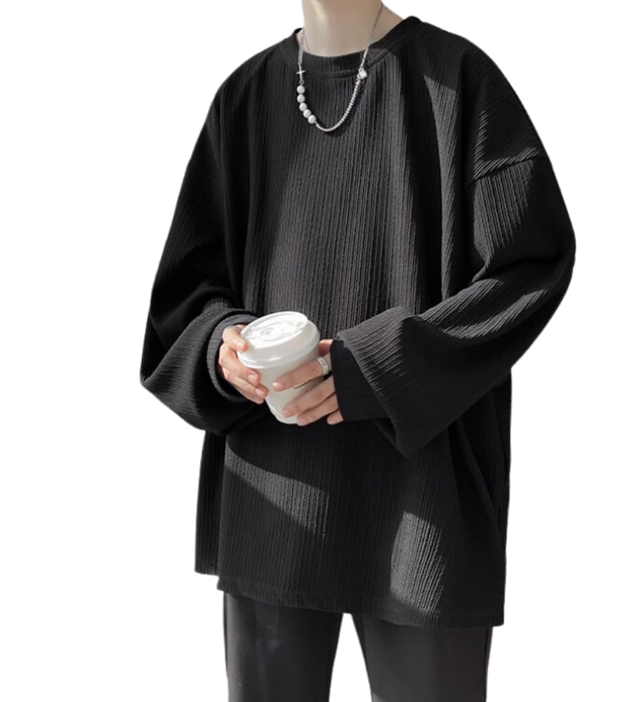 

Длинный рукав осень стильный большой мягкий большой [Poperdision] мужская футболка, одежда, толстовка, топ, популярный, простой, размер, простой, стильный, свободный,