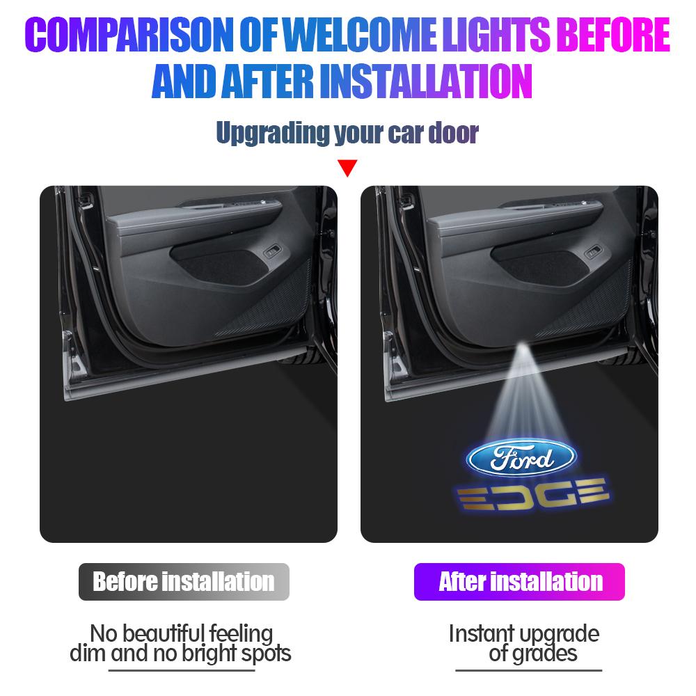 ugsbf6 2PCS Car HD Induction Lamp Laser LED Welcome Light Decoration Accessory For Ford Max 2007-2008 Mondeo 2007-2013 FOCUS Mustang