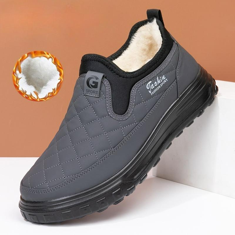 Winter Herren Stiefel Warme Schneestiefel Bequeme Slip-on Baumwollschuhe Rutschfest Plüsch Damen Schuhe Wasserdicht Weiche Sohle Knöchelhohe Stiefel