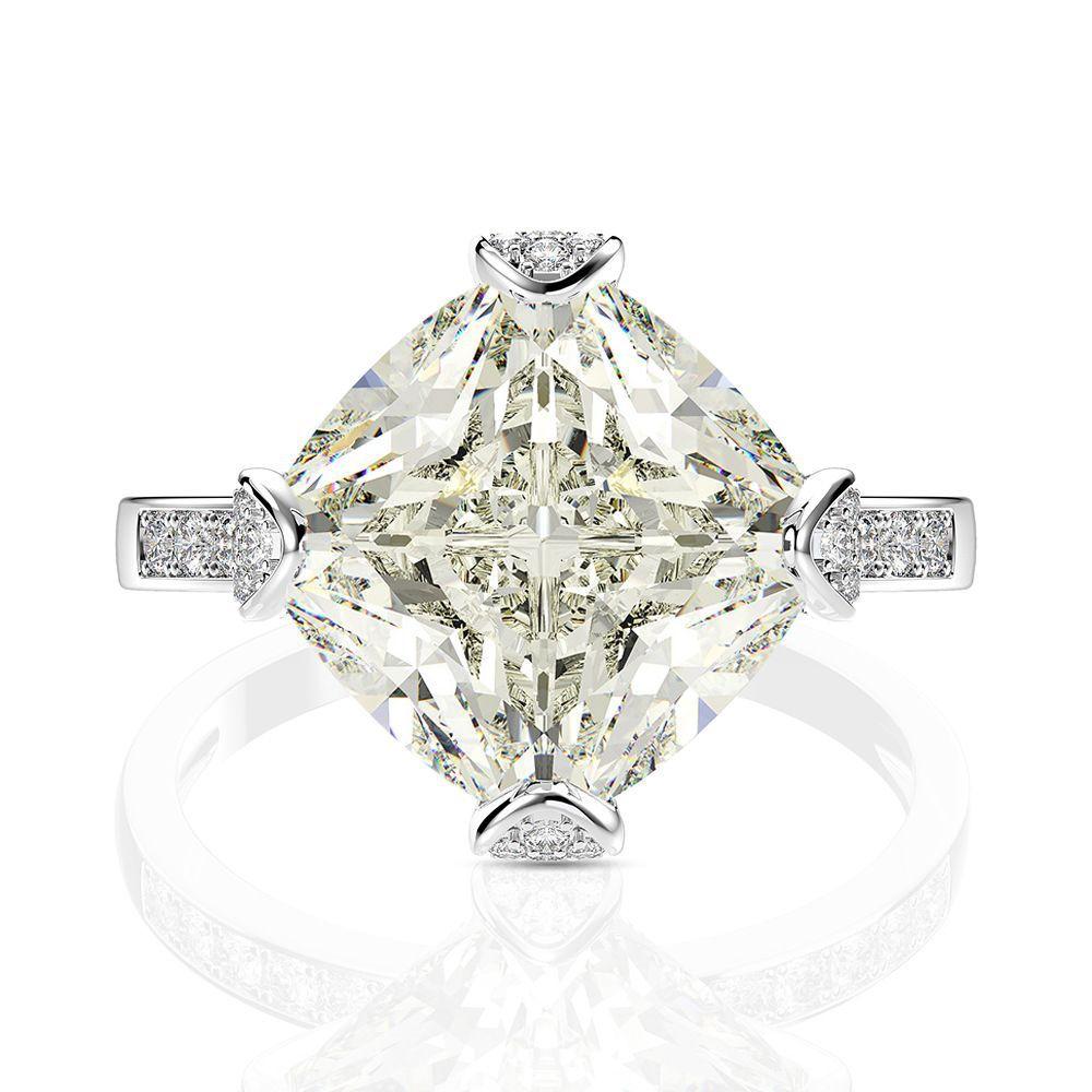 Tancise Jewelry Zircon Ring 11*11 White G Ice Flower Cut Diamond Wedding Ring Women Set Silver Ring.