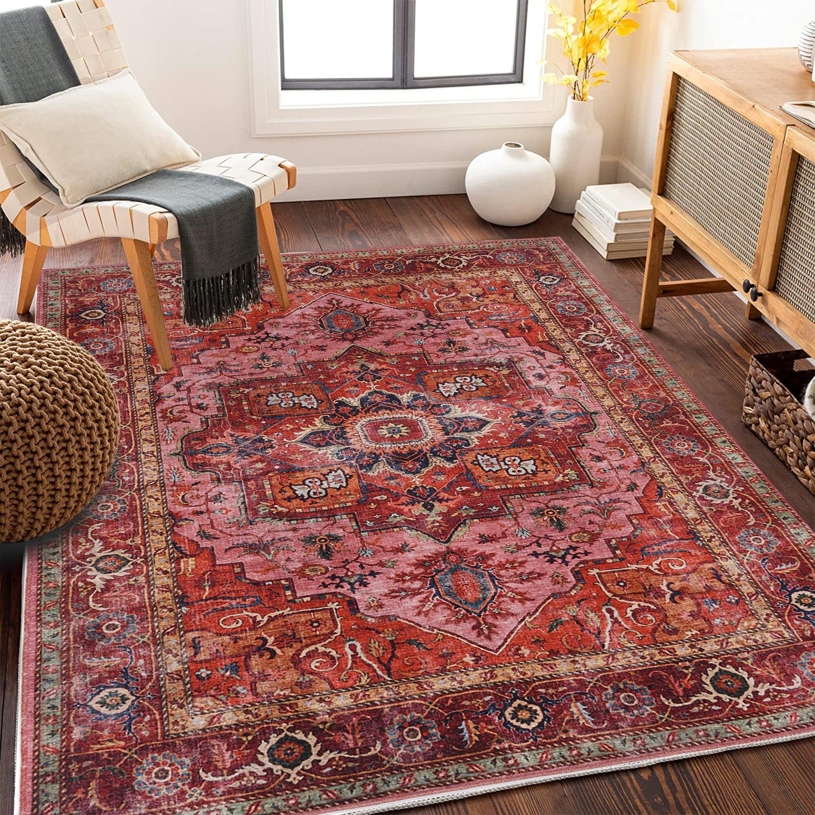 

Retro Persian Ethnic Carpet Soft Mat Nordic Living Room Rug Bedroom Full Cover Resistant To Dirt Easy To Clean 40x60cm-A19471