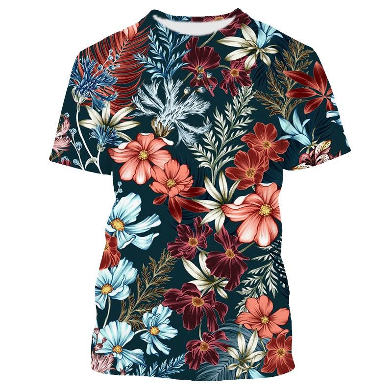 

Футболки с цветочным принтом листьев, повседневные модные футболки с рисунком птиц для мужчин, мешковатая уличная одежда в стиле Харадзюку XS