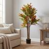 Artificial Croton 120 cm Decorative Artificial Plant with Pot and Leaves for Interior Decoration Multicolor
