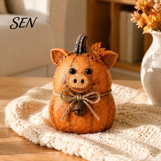 Decorative Animal Statues for Shelves Rustic Farmhouse Felt Ornaments, Cute Cow/Pumpkin/Rooster Figurines, Handmade Animals Vintage Country
