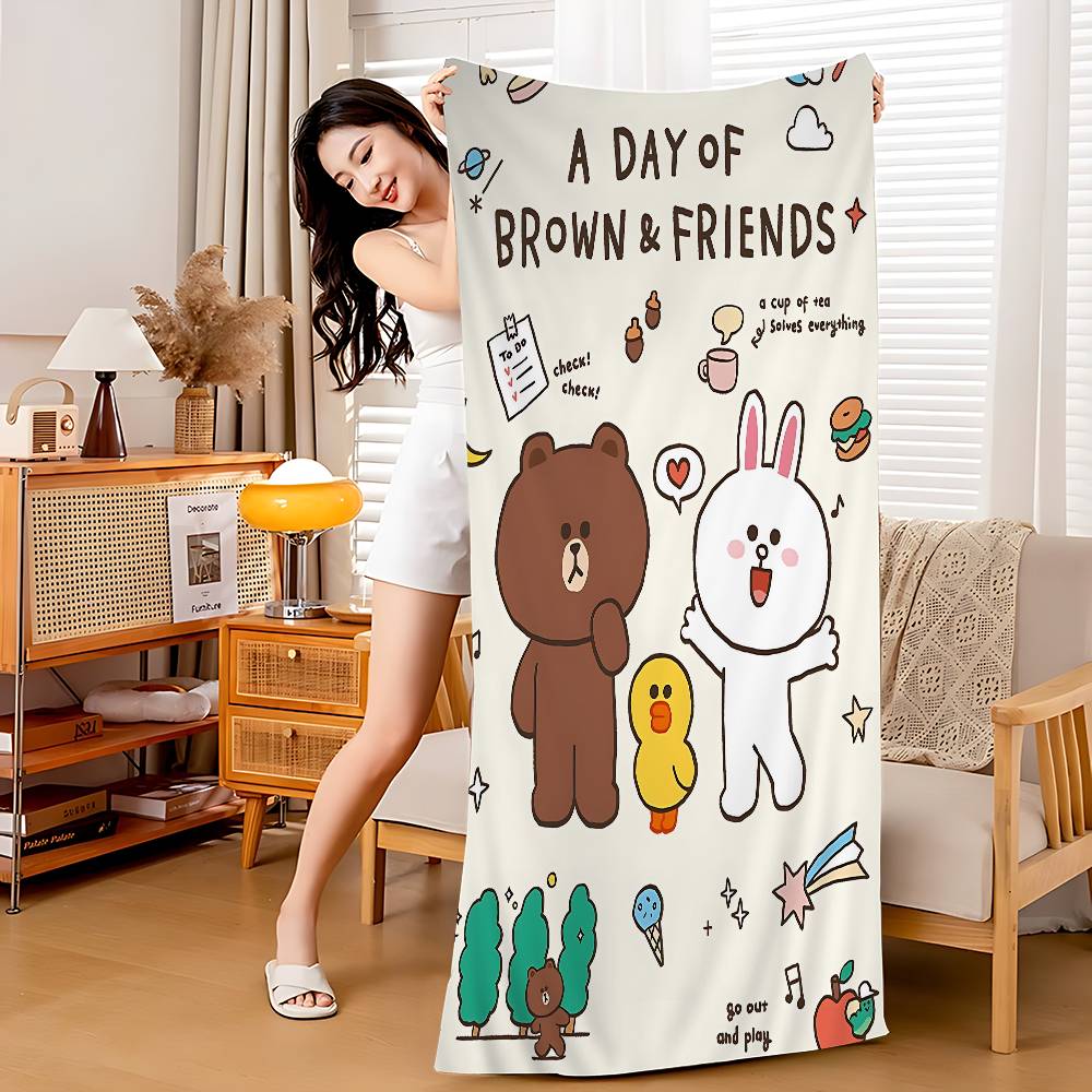 L-LINE ANIMATION FRIENDS Microfiber Printed Beach Towel Mountain Climbing Yoga Beach Swimming Running Absorbent Soft Towel