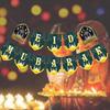 Eid Mubarak for Banner Moon Star Castle Pull Flag 5m Bunting Garland Ornament for Ramadan Party Wall Door Fireplace Deco
