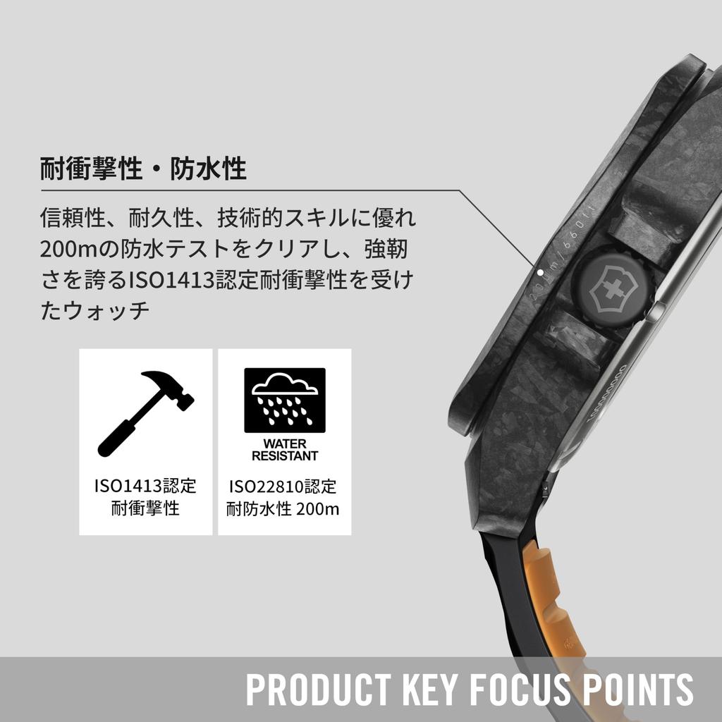 VICTORINOX Automatic Watch Analog Waterproof Automatic Winding Black Dial Black Rubber Strap Carbon Composite Case Multi Tool Set Strap Replacement 5