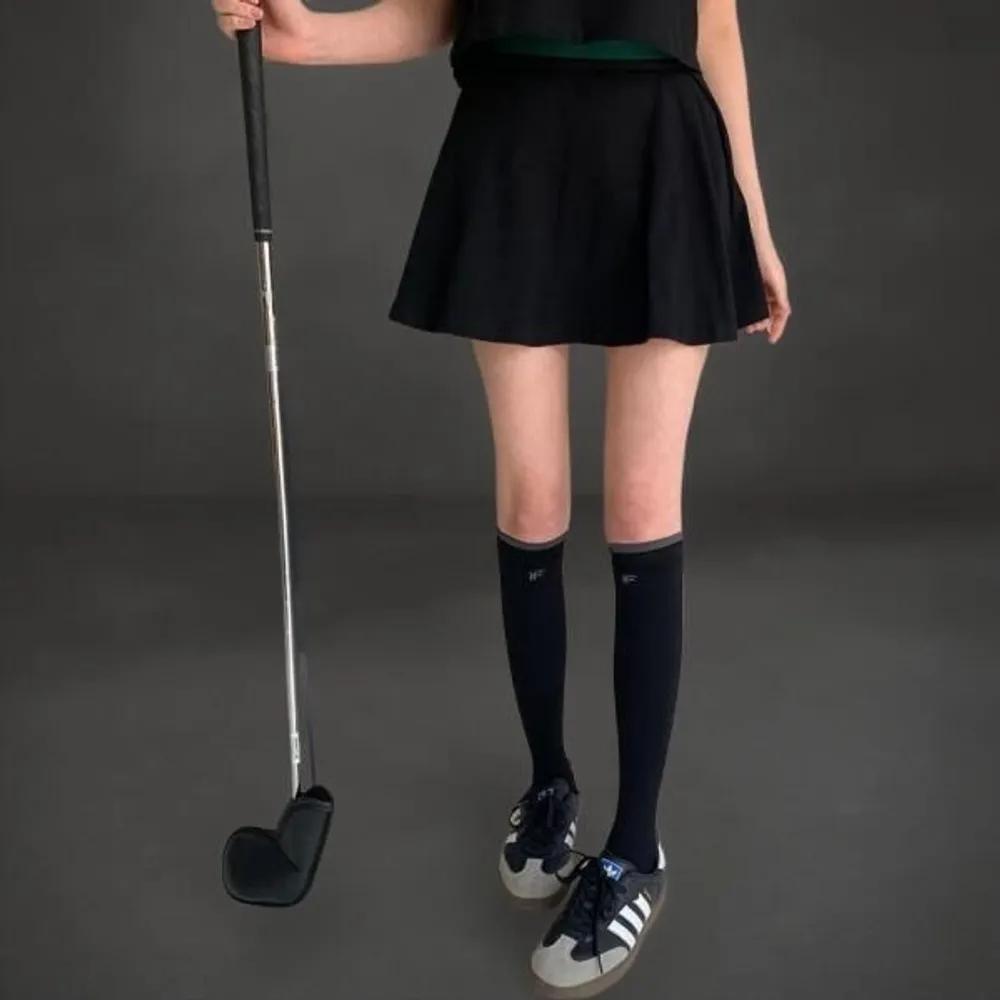 Women s Sporty Embroidered Knee-High Socks Compression Spandex ivory