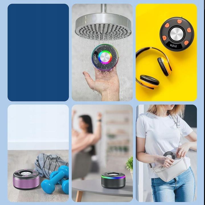 Led Bezprzewodowy Przenośny Łazienkowy Głośnik Bluetooth 5.3, Wodoodporność