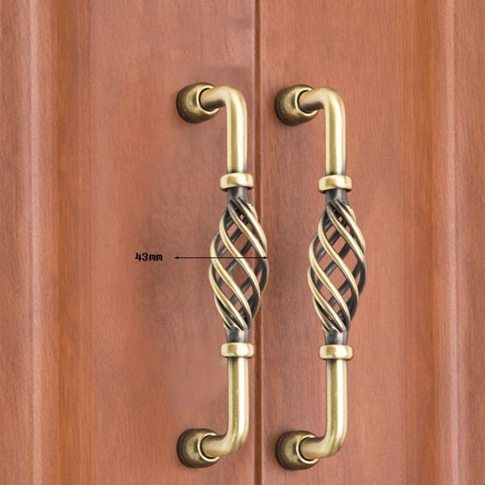 Decorative Antique Bronze Cabinet Handles Vintage Hardware Wardrobe Door Pullers Hollow Out Drawer Knobs Chest