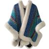 Schal im ethnischen Stil mit großem Pelzkragen und Reisekleidung für Damen im Herbst und Winter, warme Strickjacke, Cape-Schal, Flut