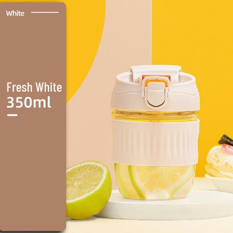 MINGHUI Dual-Use Borosilicate Glass Drinking Cup with Straw 350ml