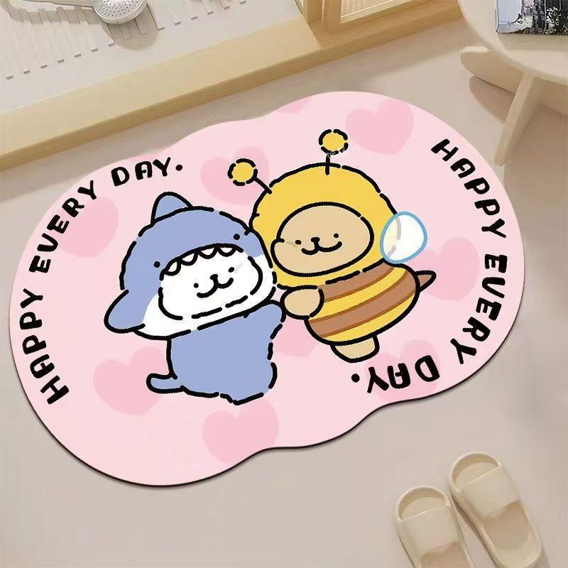 

Cartoon Plant Zombie Puppy Diatom Mud Style Floor Mat Bathroom Floor Mat Bathroom Absorbent Foot Mat Entry Door Mat 50 * 80Cm
