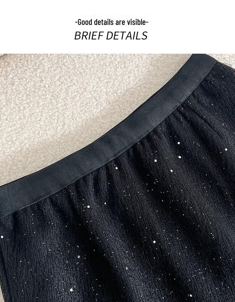 Wool Blend Shimmering Starry High-Waisted Skirt - Autumn/Winter Collection