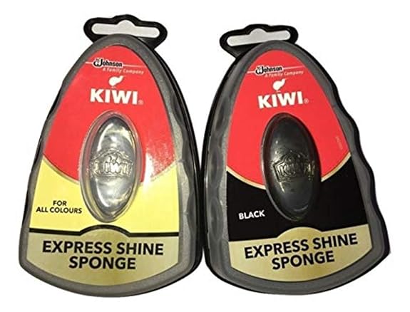 Kiwi Express Shoe Shine Sponge, 0.2 Neutral & Black (Pack Of 2)
