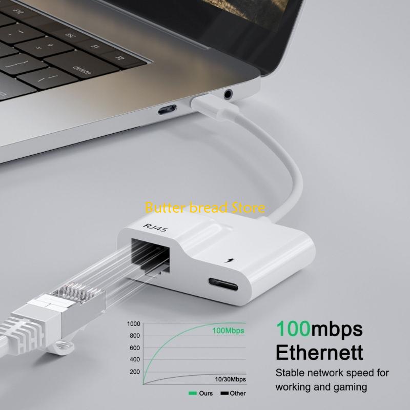 W89C USB TypeC to Ethernet USB OTG Adapter RJ45 10/100Mbps Dongle Converter Adapter