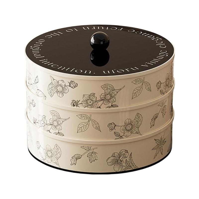 1/2/3-stöckiges Serviertablett mit Deckel Party-Snack-Tablett Lebensmittelaufbewahrungsbox Zuhause Schreibtisch Snacks Süßigkeiten Nüsse Obstplatte