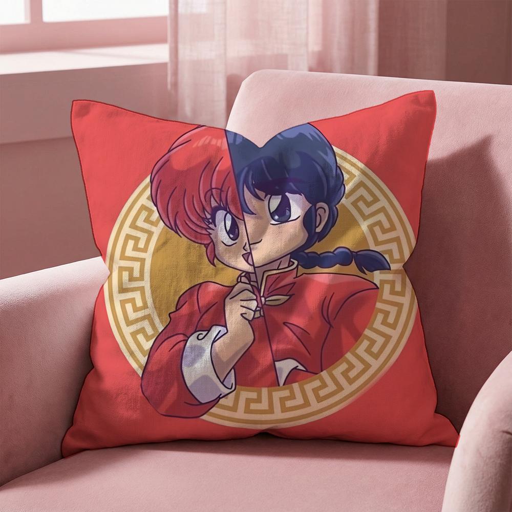 R-Ranma Cartoon Cushion Cover Multi-Scene Pillow Cover for Home & Car - Reversible, Soft & Durable for Daily Use