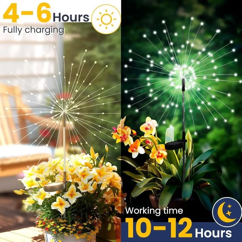 Christmas Solar-powered Firework Lights Garden Landscape Lighting Outdoor Decorative Lights 60/90/120 LED Lawn Lights for Garden and Pathway