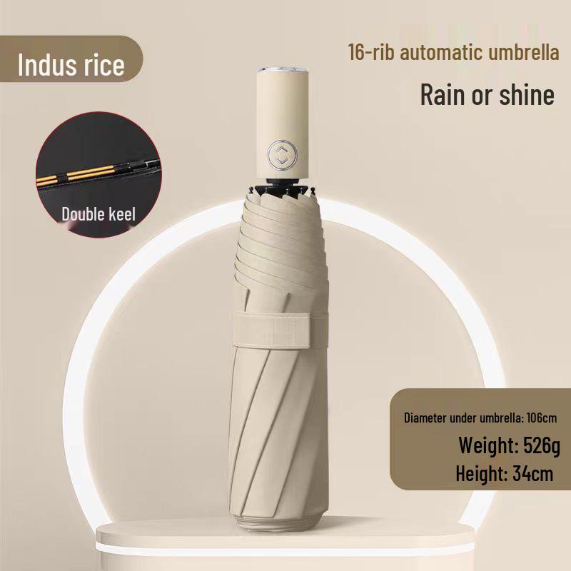 Fully Automatic 10-Rib UV Protection Folding Umbrella - Black Glue Sunscreen for Rain or Shine
