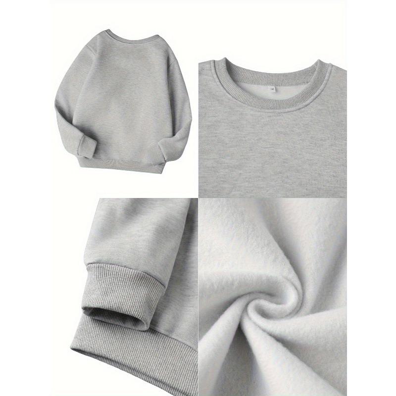 Girls' Stylish Round-Neck Sweatshirt, Casual Print Top